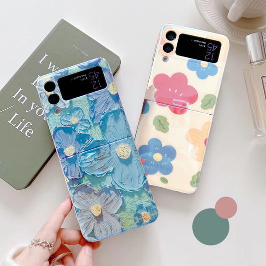 Blue light oil painting flower simple soft phone case