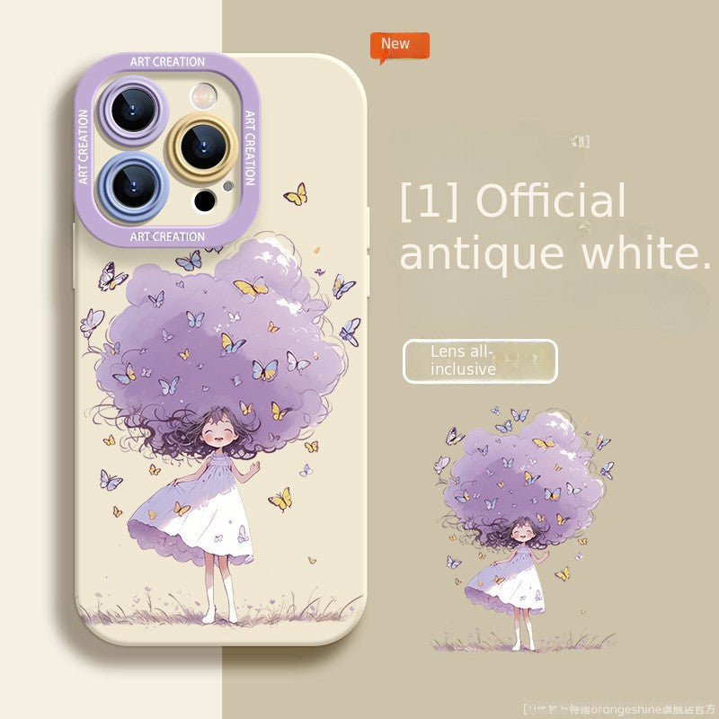 IPhone Silicone Original Silicone Cartoon Curly Hair Girl Phone Case -2