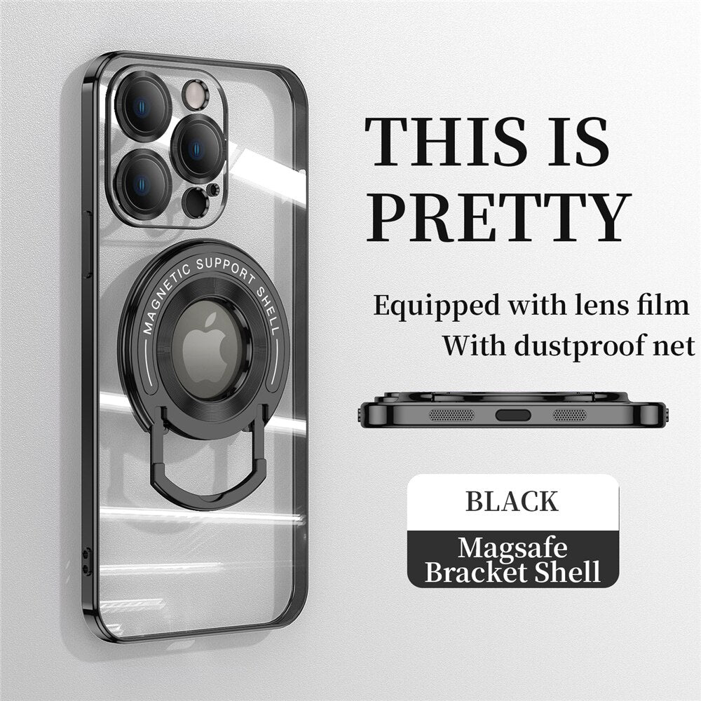 Plating Transparent Magnetic Ring Case For iPhone（5% automatic discount on new arrivals）For iPhone 15 Series