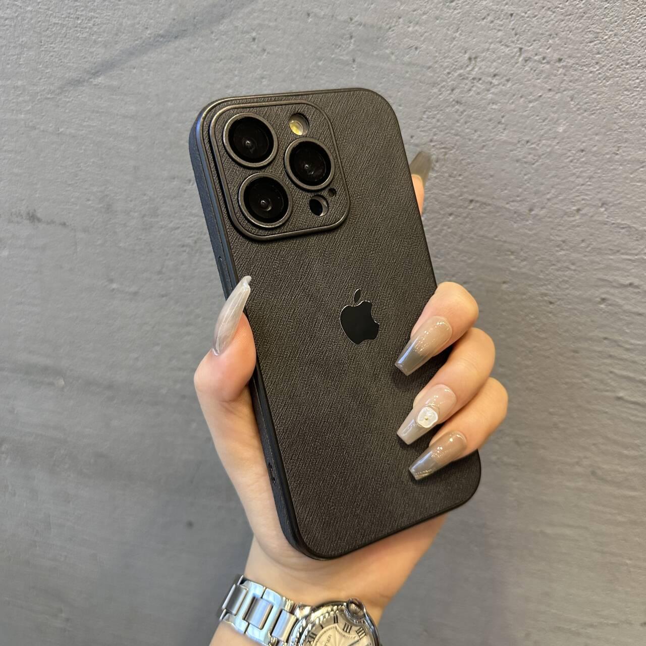 Premium denim pattern lens film all-inclusive anti-fingerprint mobile phone case
