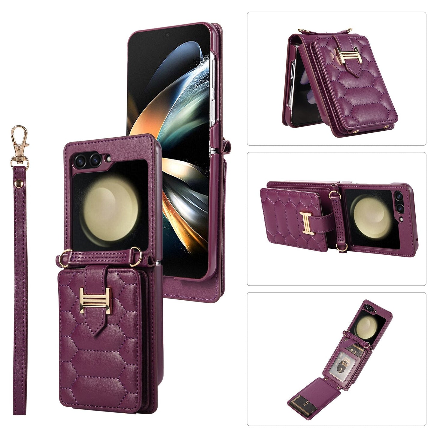 Luxury Crossbody Leather Case For Samsung Galaxy Z Flip 5