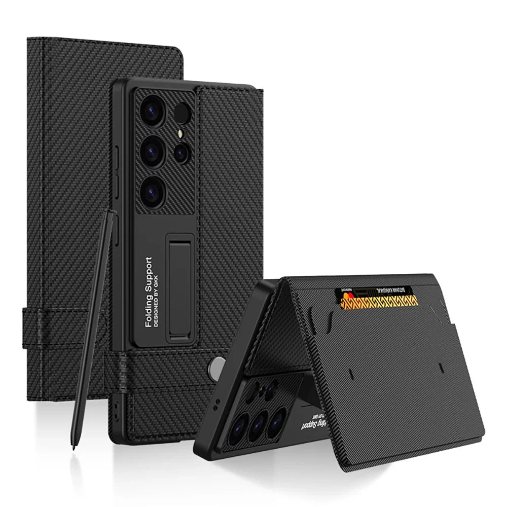 Shockproof Armor Wallet Case with Card Slot for Samsung S25 Ultra