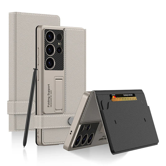 Shockproof Armor Wallet Case with Card Slot for Samsung S25 Ultra