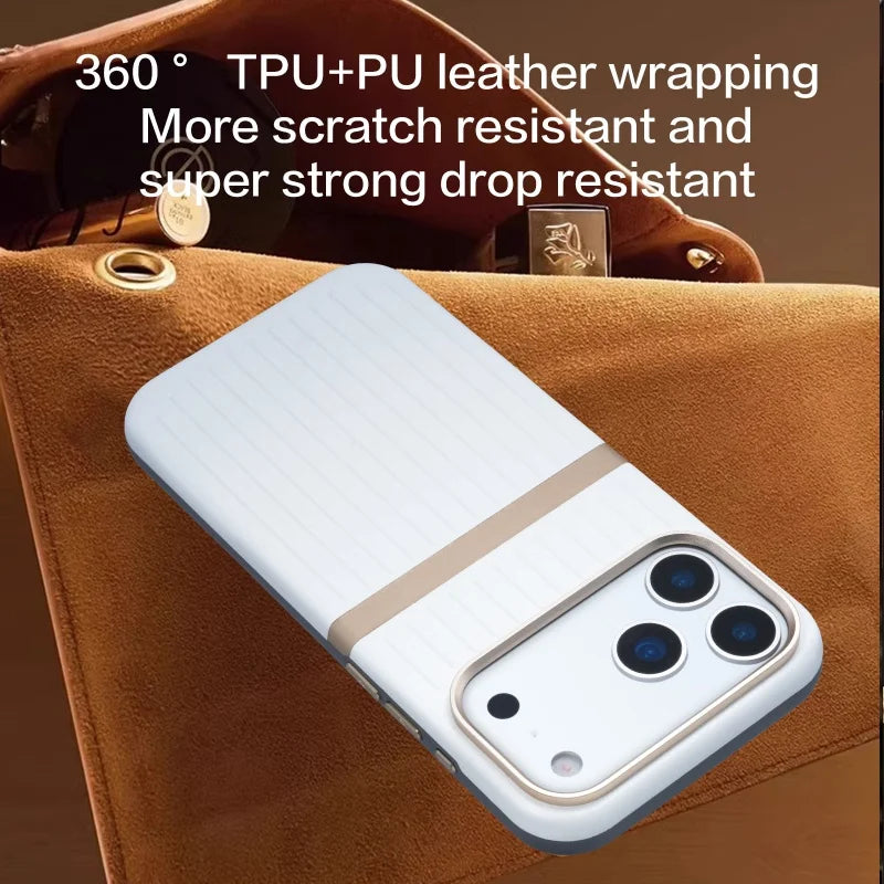 Strong Magnet Embossed Textured Leather Case For iPhone