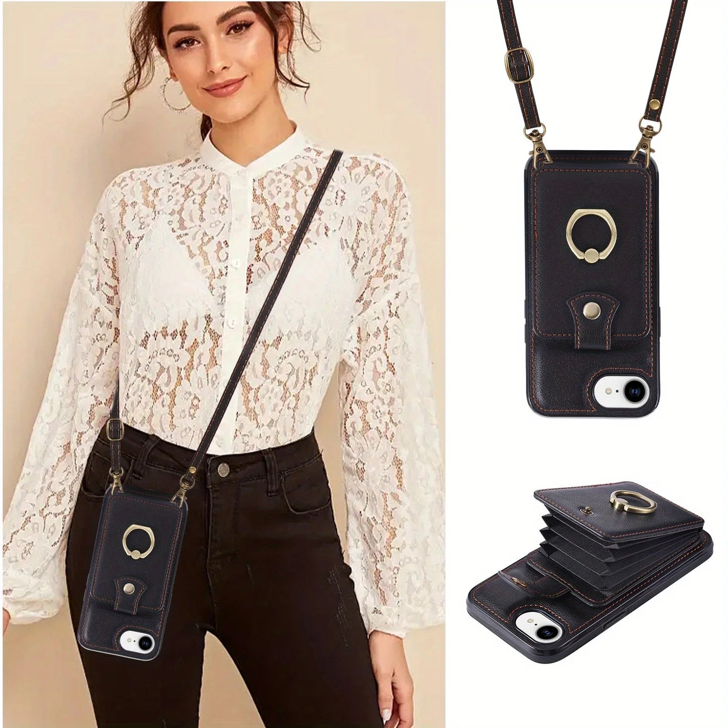 RFID Crossbody Cards Solt Wallet Case for iPhone
