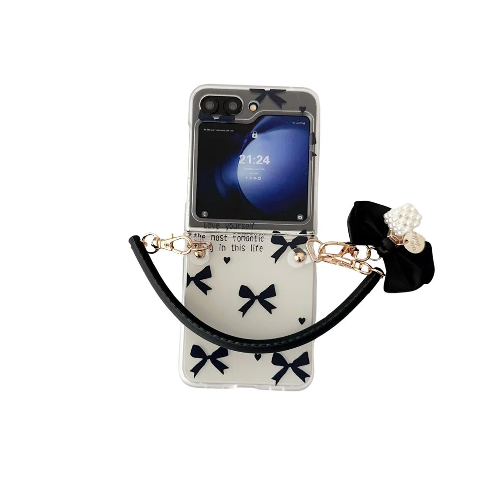 Luxury Flower Heart Bracelet Case for Galaxy Z Flip Series