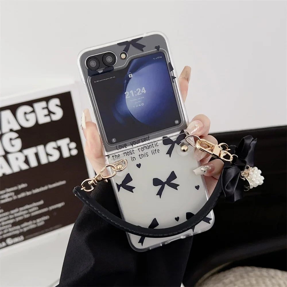 Luxury Flower Heart Bracelet Case for Galaxy Z Flip Series