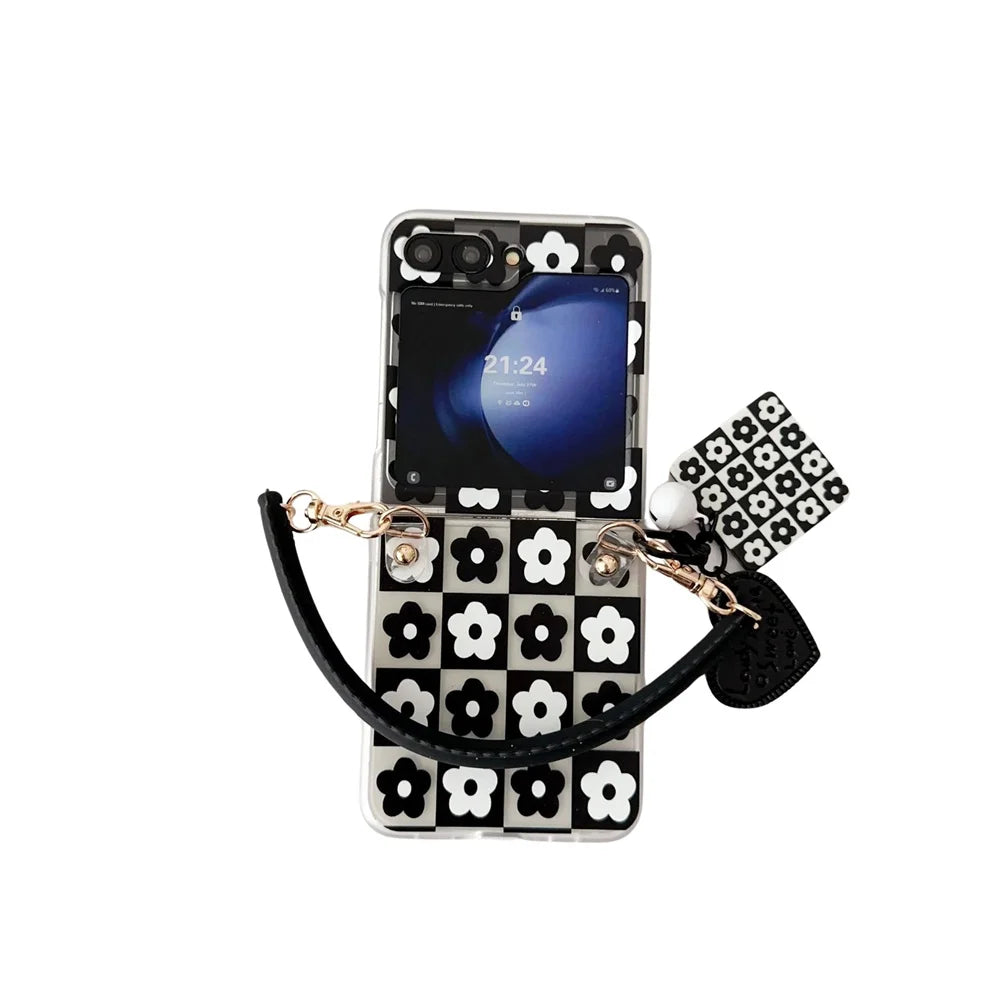 Luxury Flower Heart Bracelet Case for Galaxy Z Flip Series