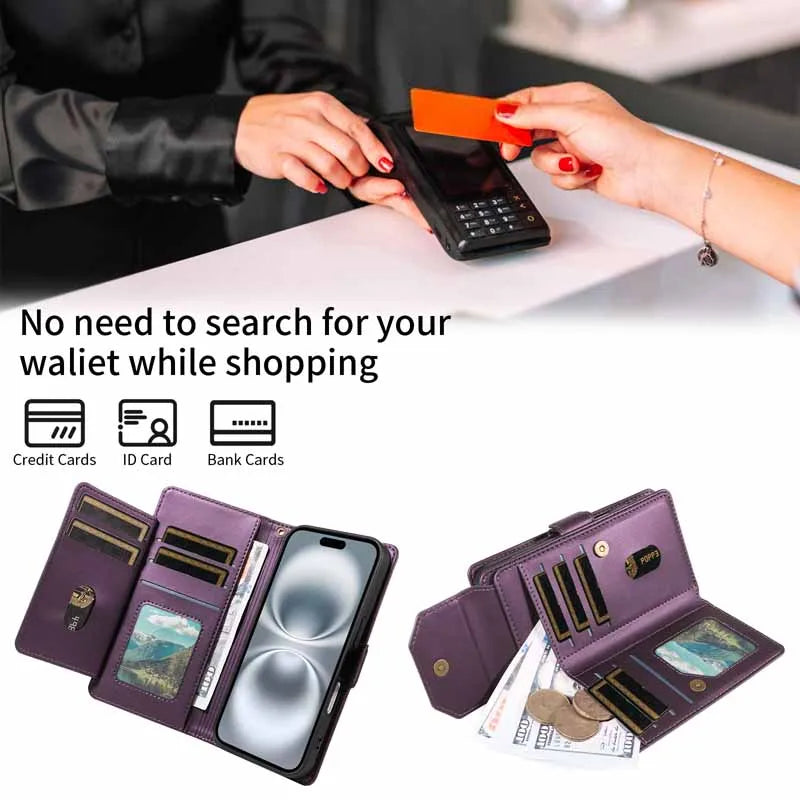 Leather Flip Wallet Multi-card Case For Samsung