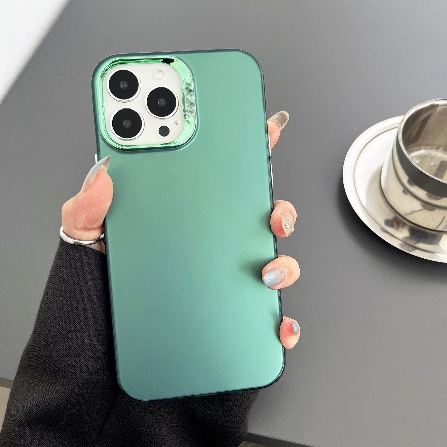 High-end simple frosted silver shell protective case