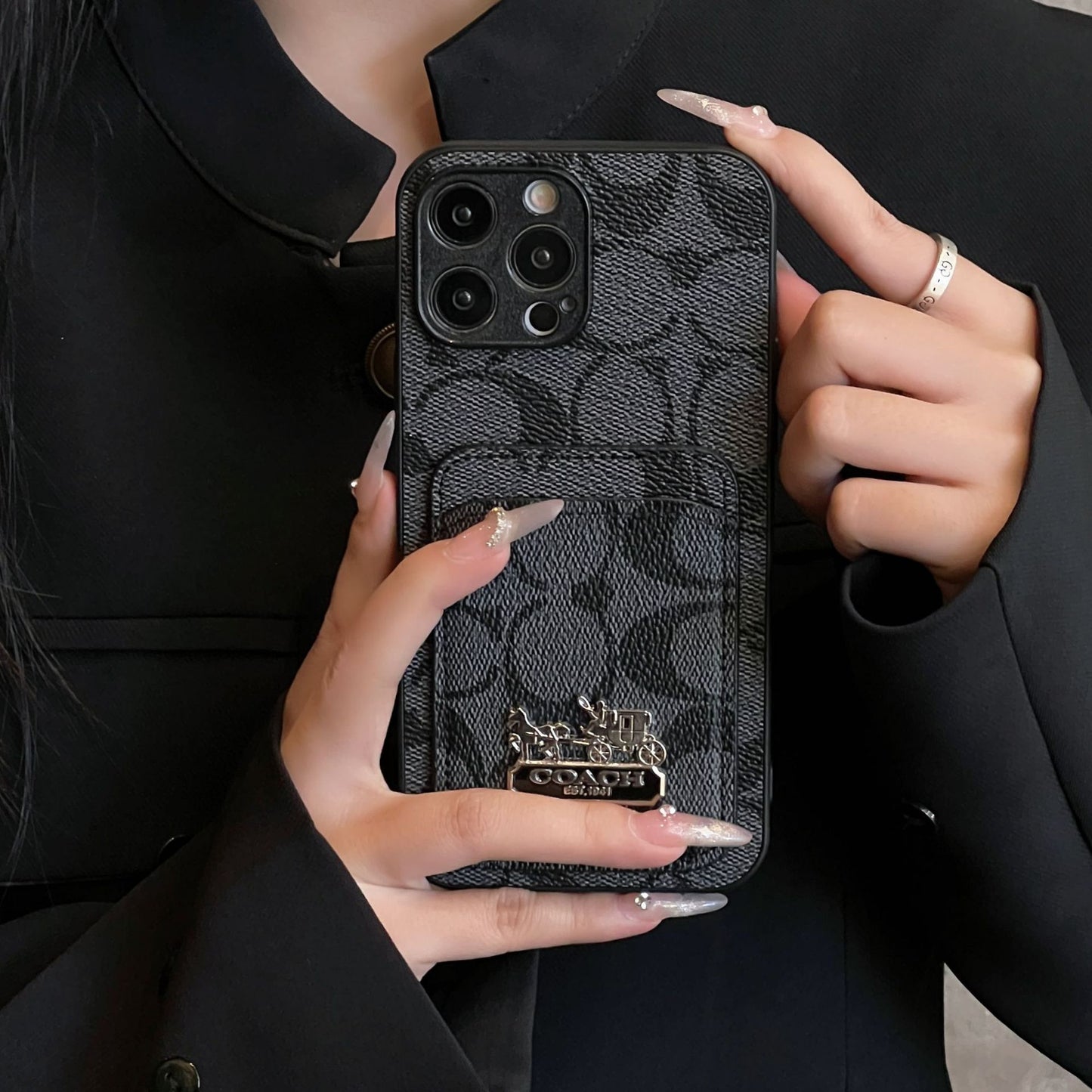 High-end luxury calfskin card phone case