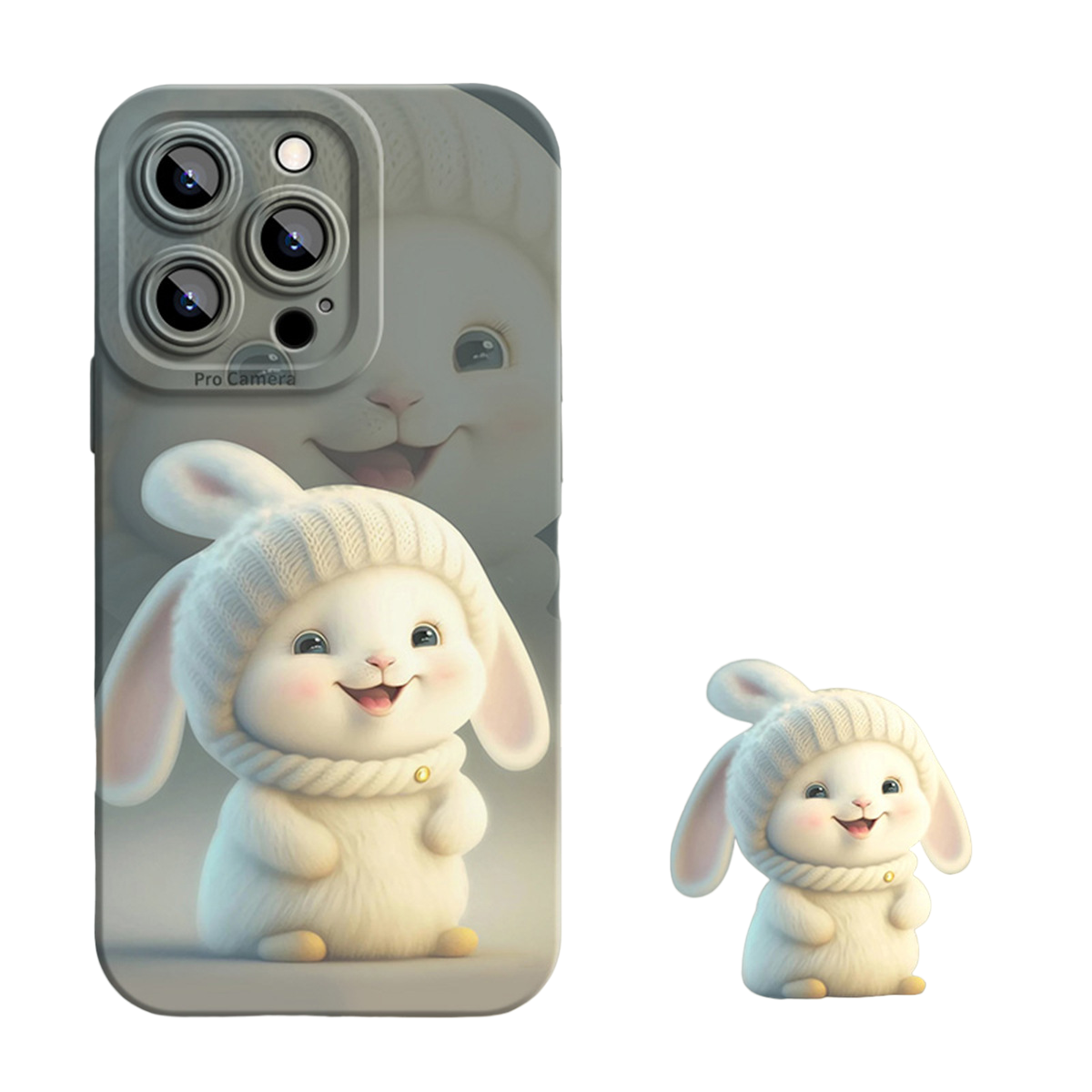 Angle-eye Doodle Rabbit Silicone Phone Case For iPhone X Seres