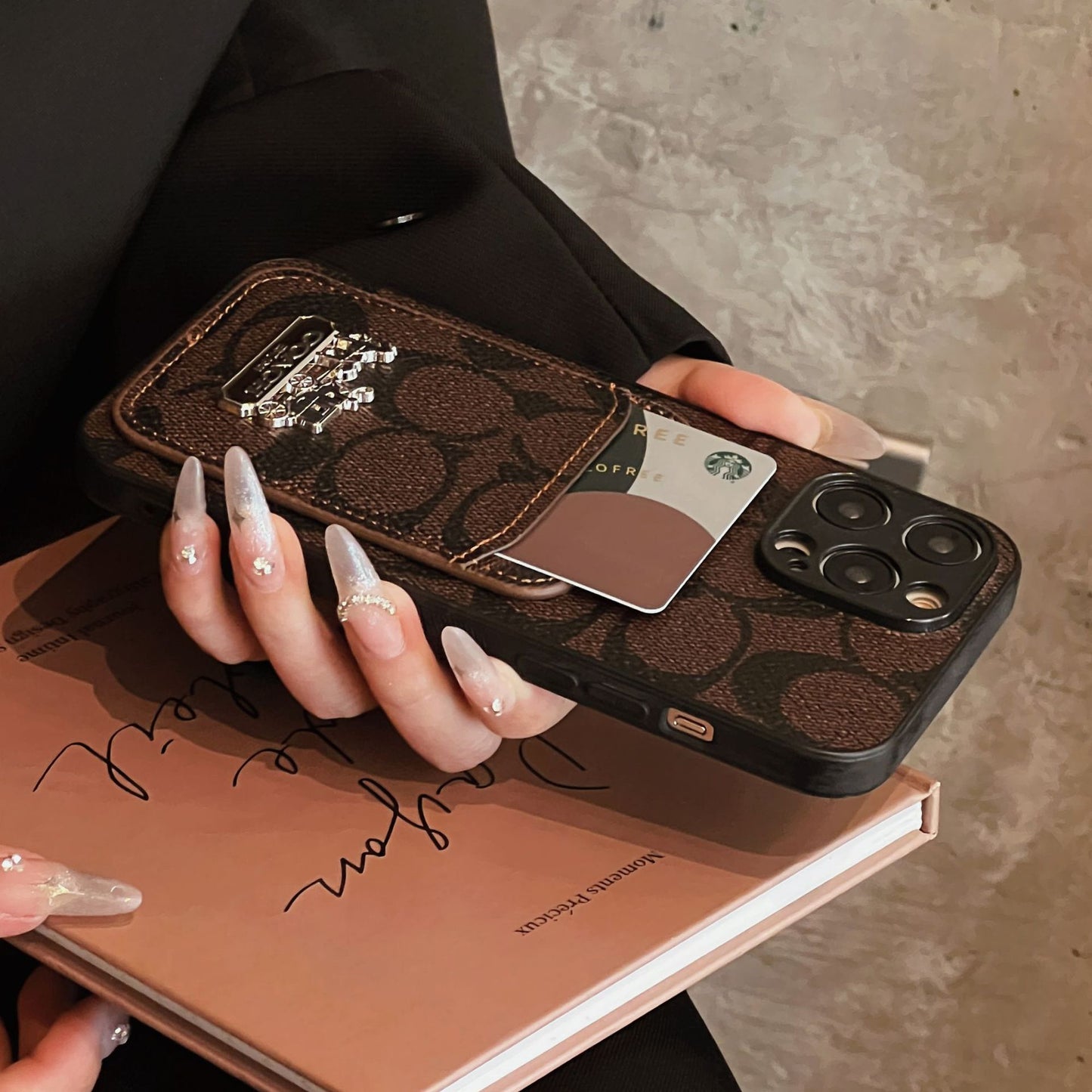 High-end luxury calfskin card phone case