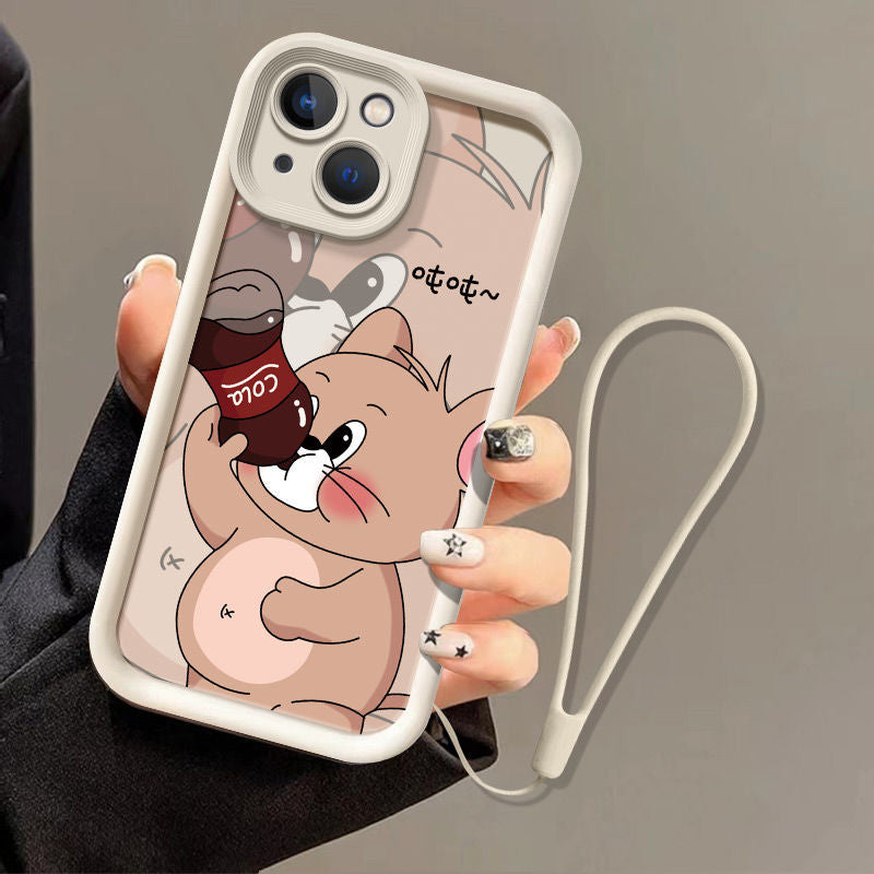 Cute Cartoon Jerry Tom Soft Silicone Anti-fall Case Free bracelet