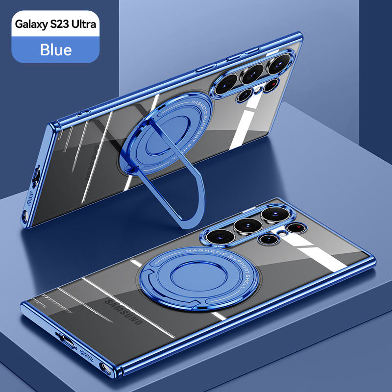 Transparent Magnetic Pull-out Kickstand Phone Case For Samsung