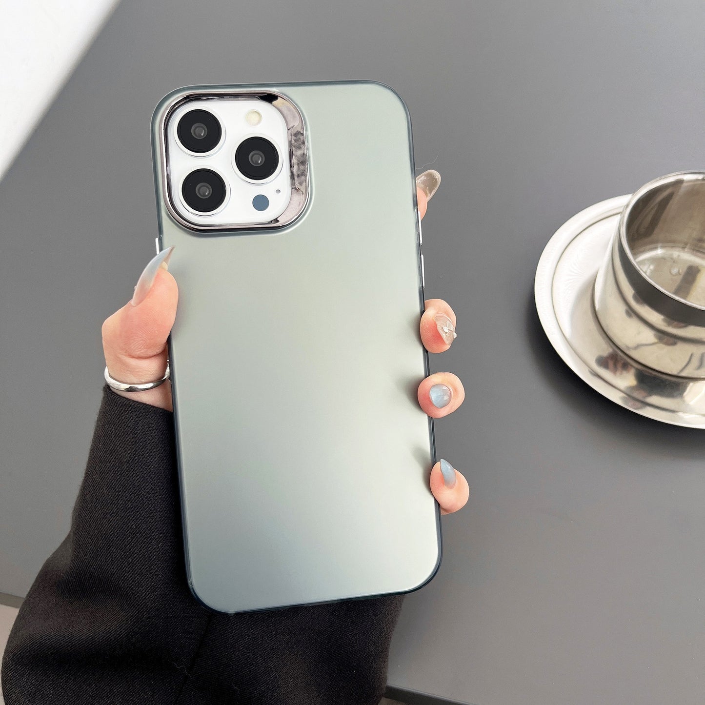 High-end simple frosted silver shell protective case