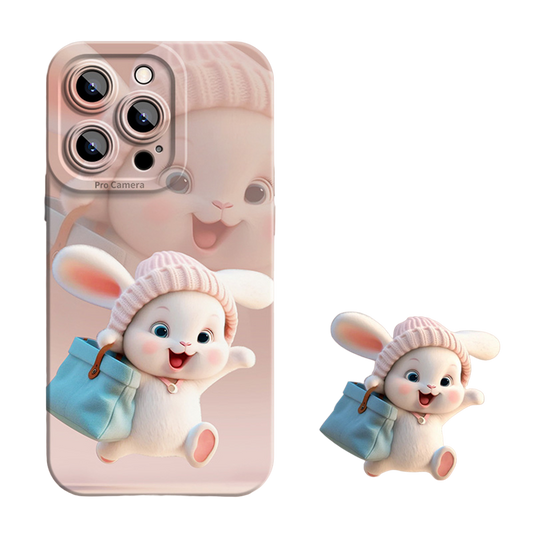 Angle-eye Doodle Rabbit Silicone Phone Case For iPhone X Seres