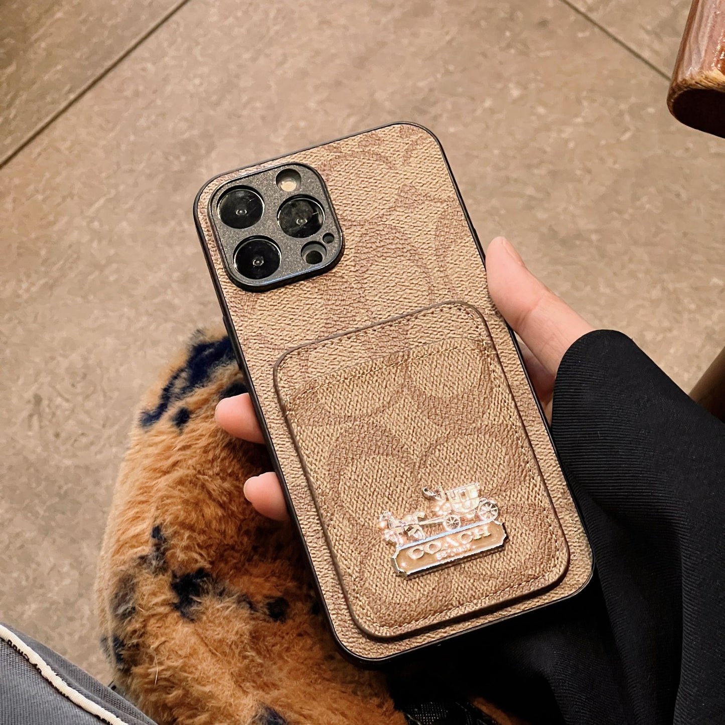 High-end luxury calfskin card phone case