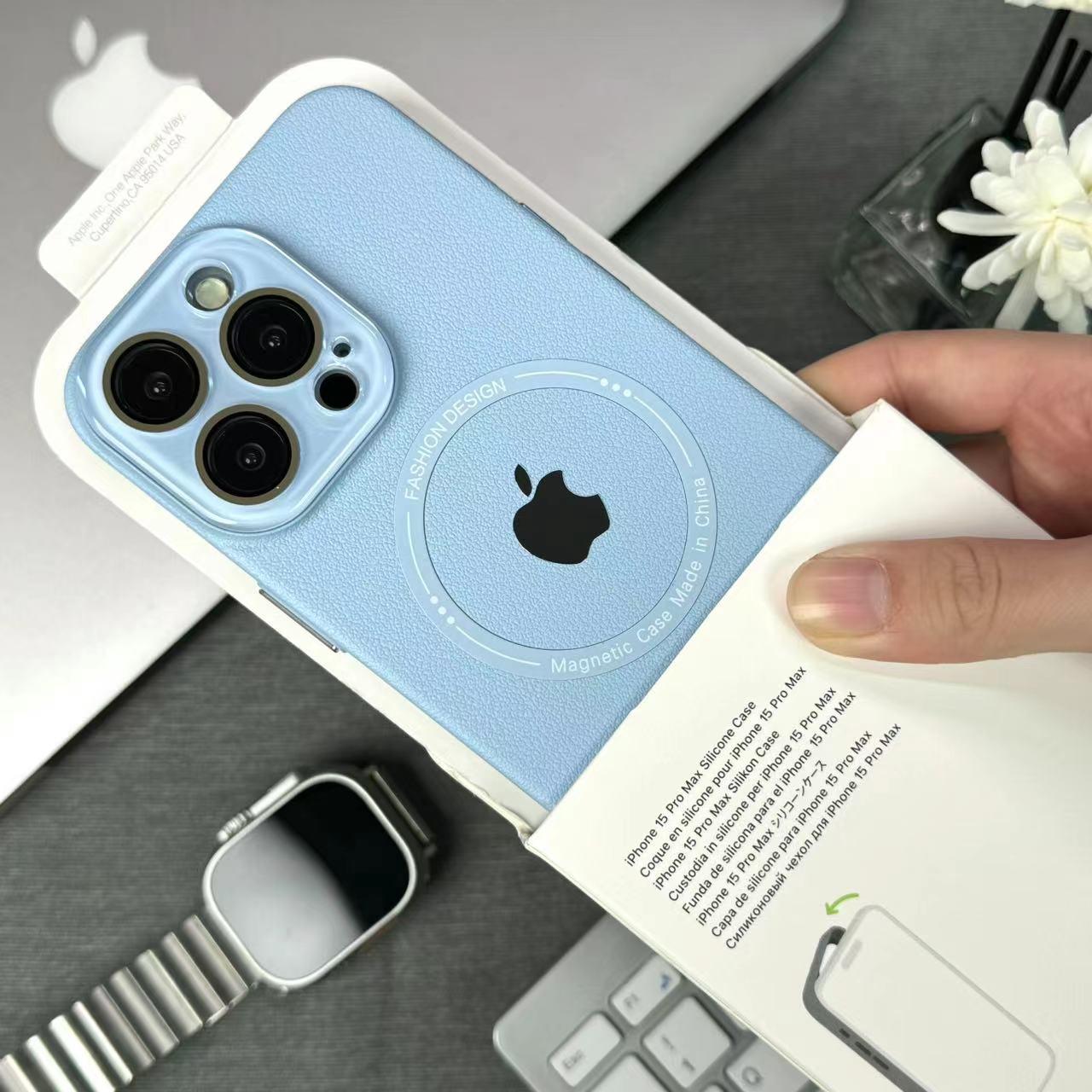 Luxury Goggles Litchi Pattern Magnetic Leather Case For iPhone