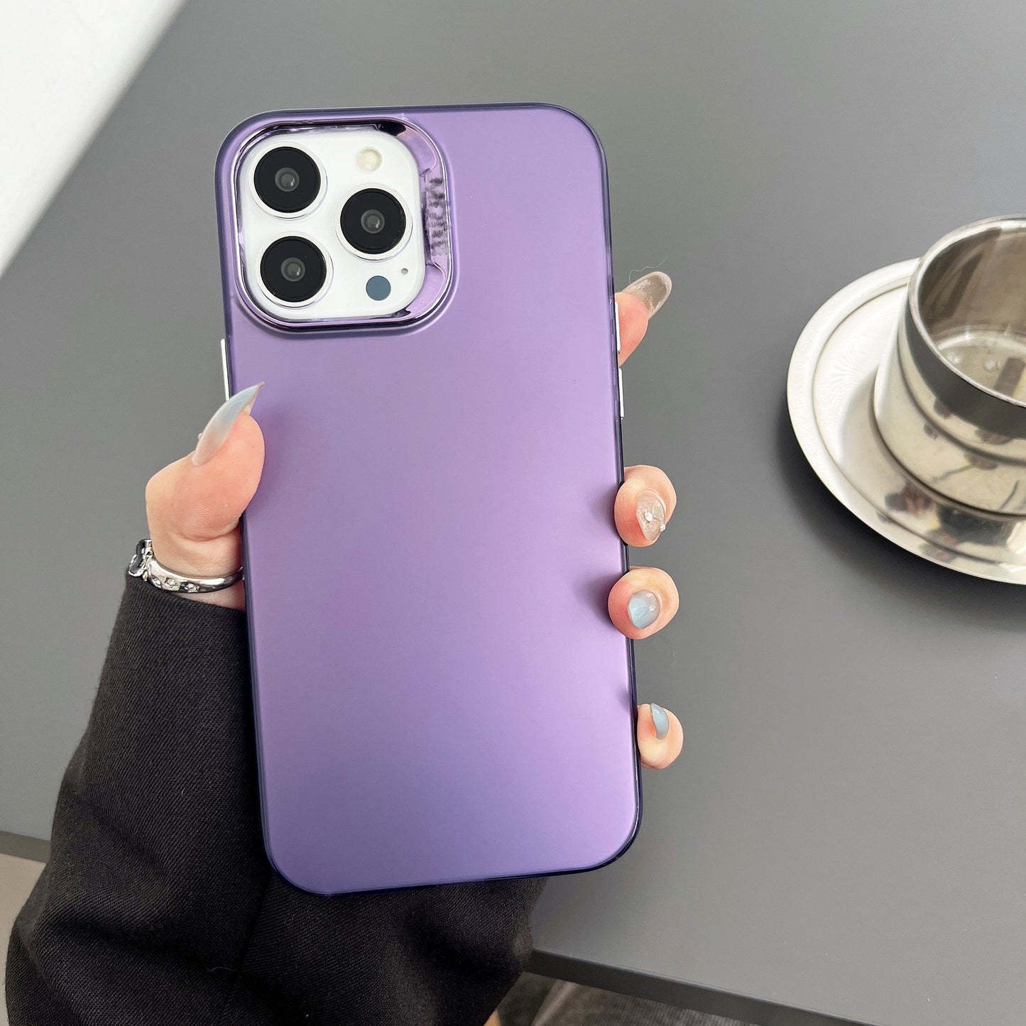 High-end simple frosted silver shell protective case