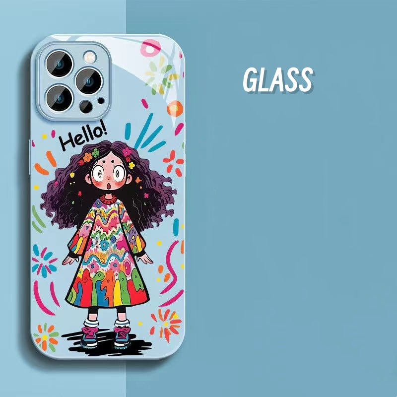 Creative Graffiti Cute Girly Glass iPhone Case