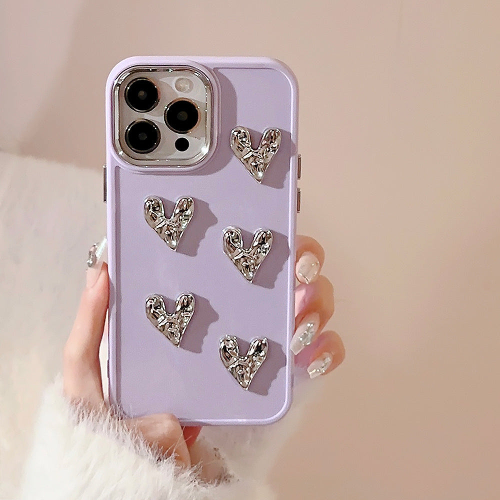 Brilliantly colored electroplated silicone love phone case◇