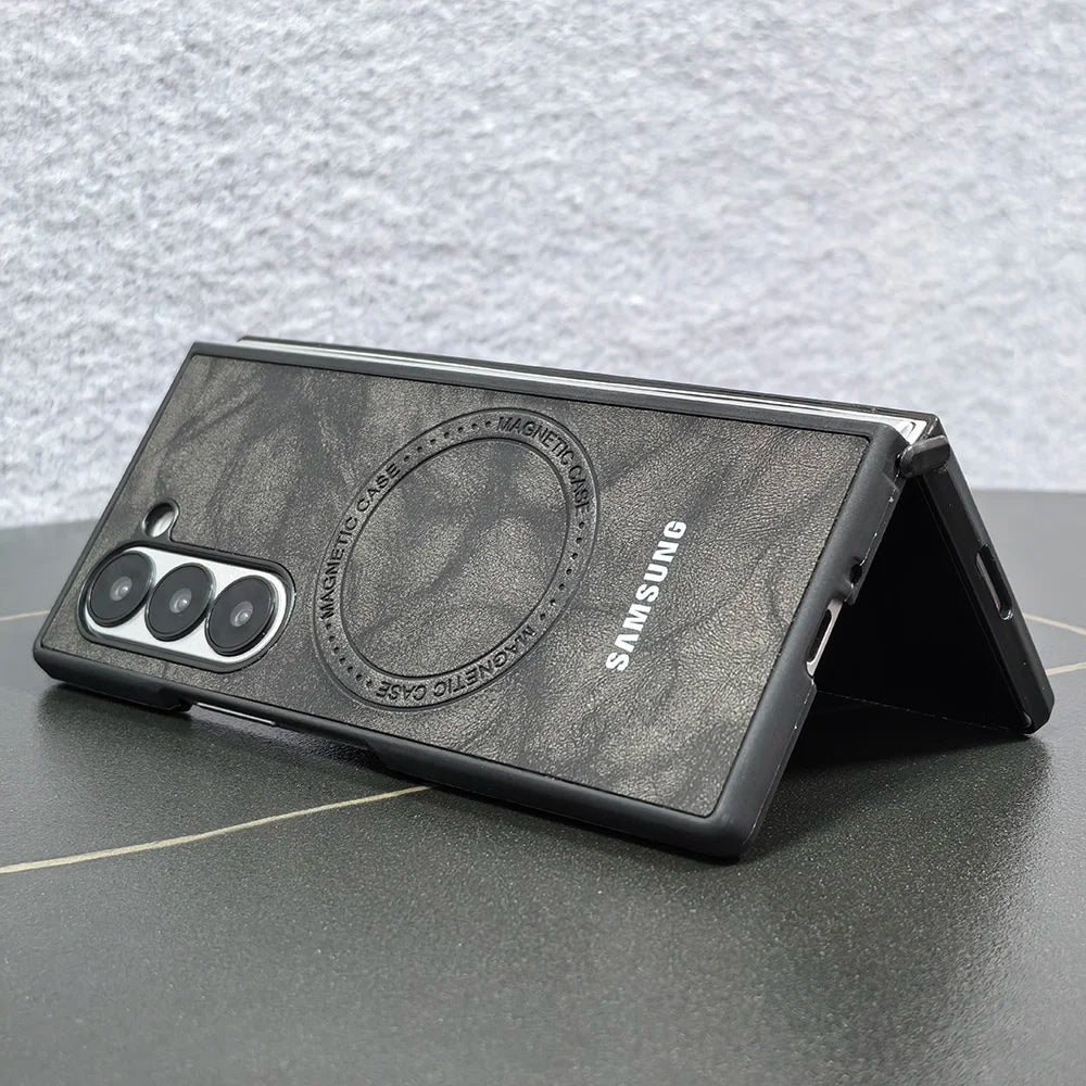Magnetic Sheepskin Leather Case For Samsung