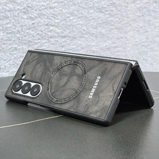 Magnetic Sheepskin Leather Case For Samsung
