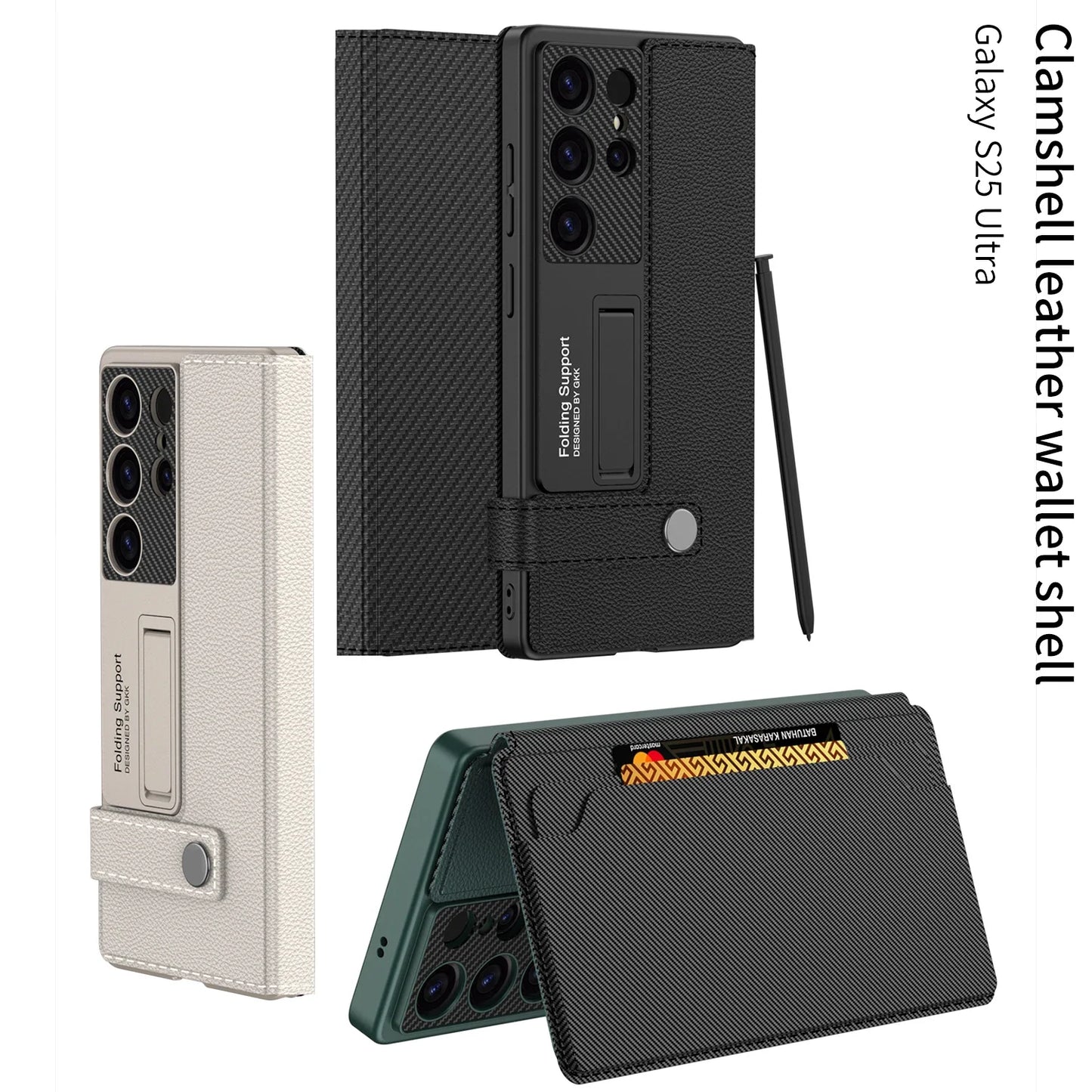Shockproof Armor Wallet Case with Card Slot for Samsung S25 Ultra