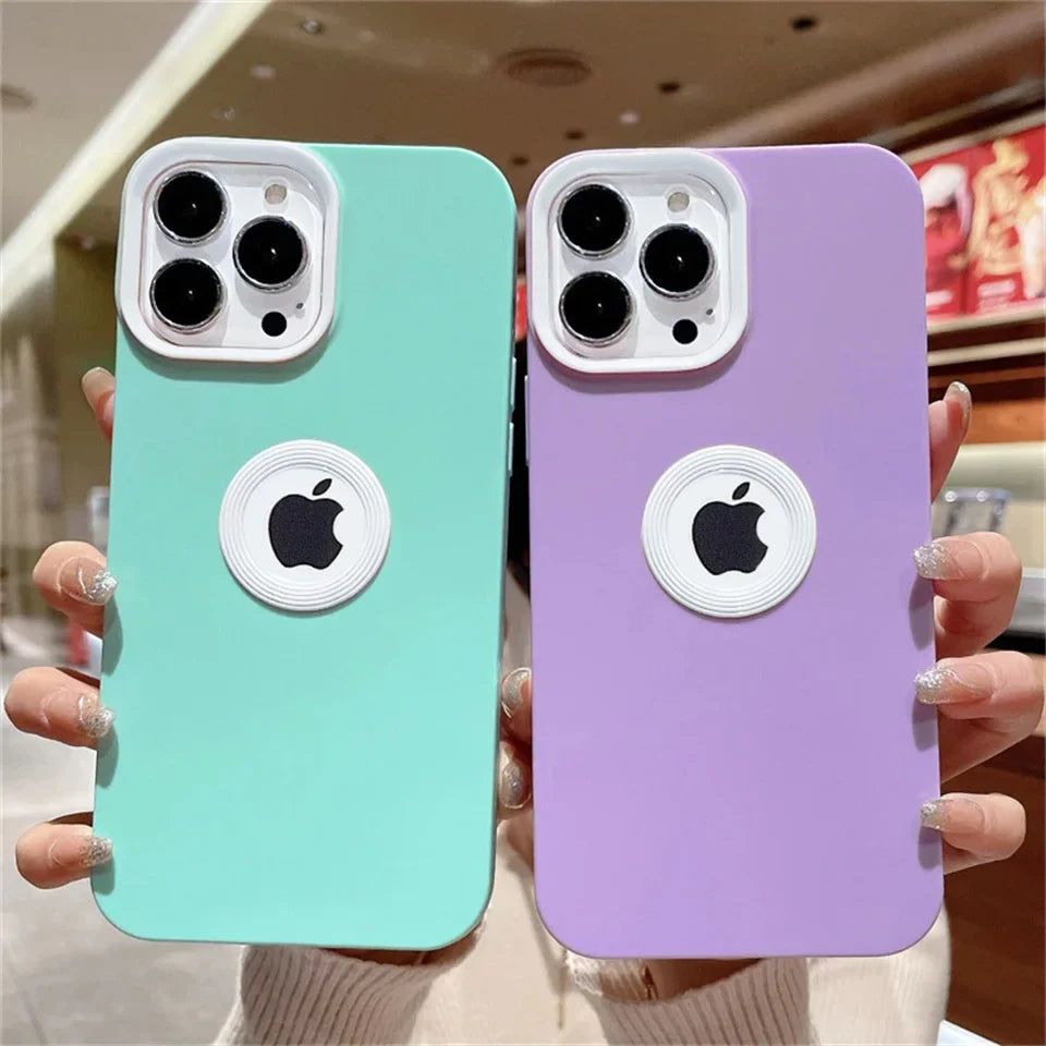 CD LOGO Hole Matte Liquid Silicone Shockproof Case For iPhone