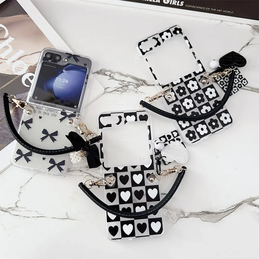 Luxury Flower Heart Bracelet Case for Galaxy Z Flip Series