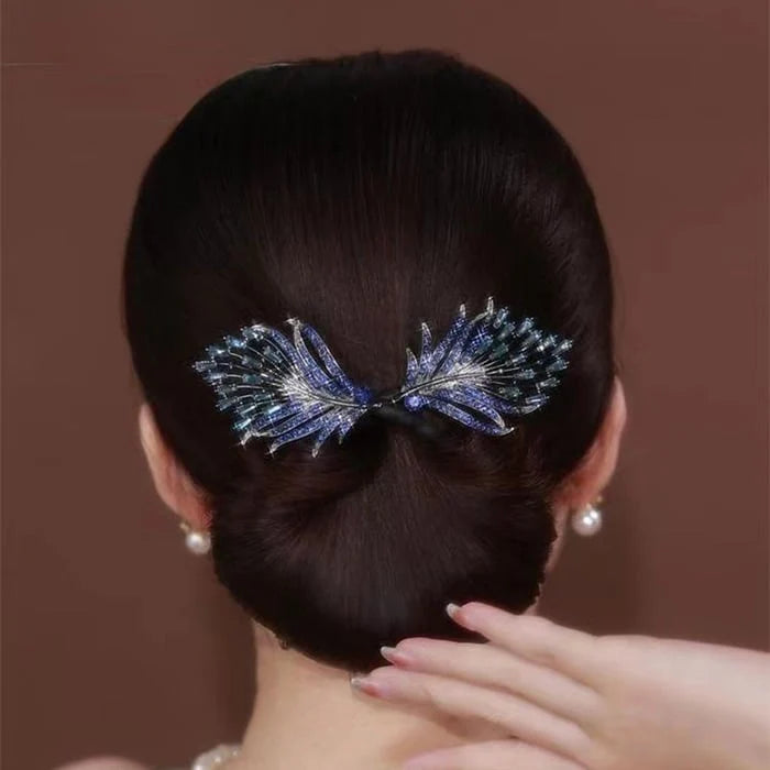 "Peacock Display" Angel Wings Elegant Hair Bun Maker