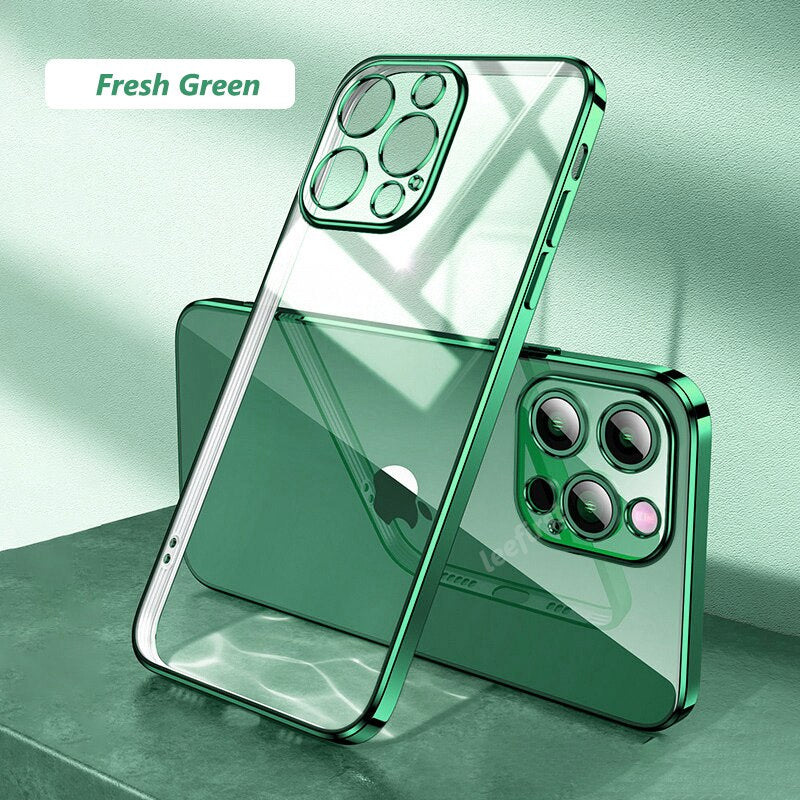 Square Plating Transparent Soft Case For iPhone