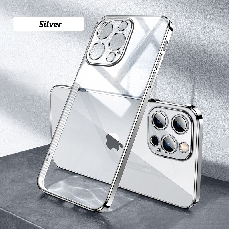 Square Plating Transparent Soft Case For iPhone