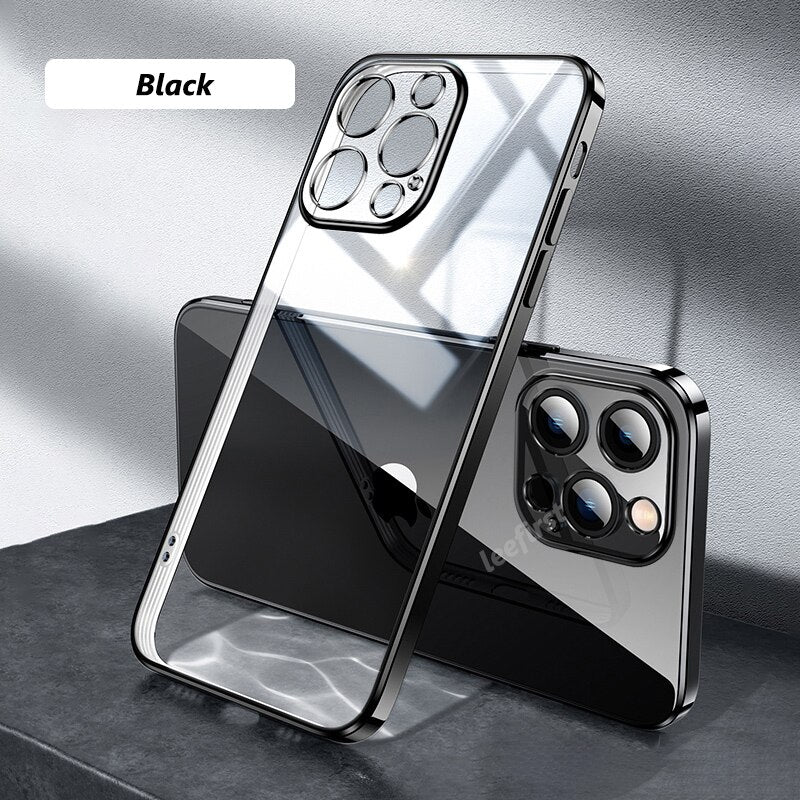 Square Plating Transparent Soft Case For iPhone