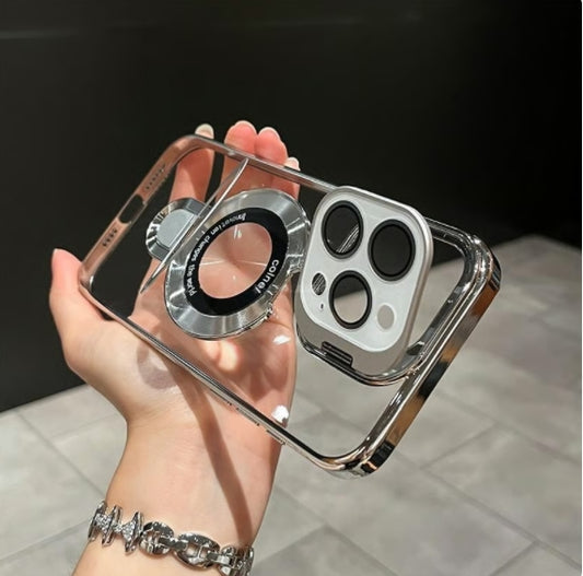 Crystal Clear Ring Grip Lens Stand Case For iPhone