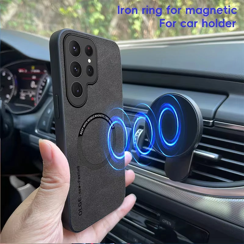 Magnetic For Magsafe Leather Case For Samsung Galaxy