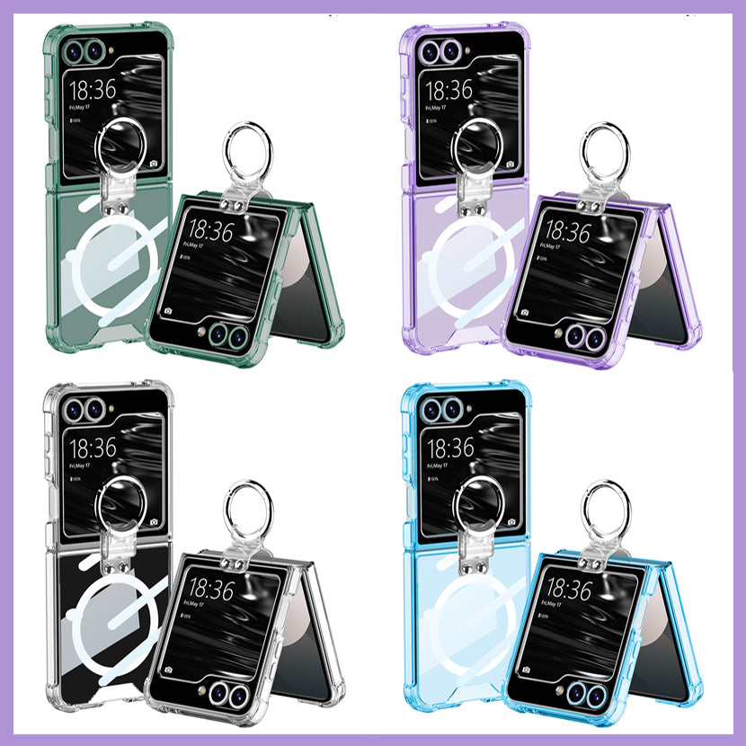 Suitable For Samsung ZFlip/4/5/6 MagSafe Magnetic Transparent Ring Airbag Phone Case