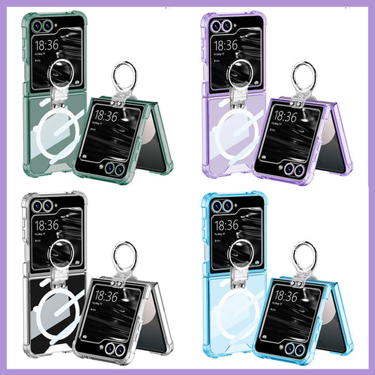 Suitable For Samsung ZFlip/4/5/6 MagSafe Magnetic Transparent Ring Airbag Phone Case