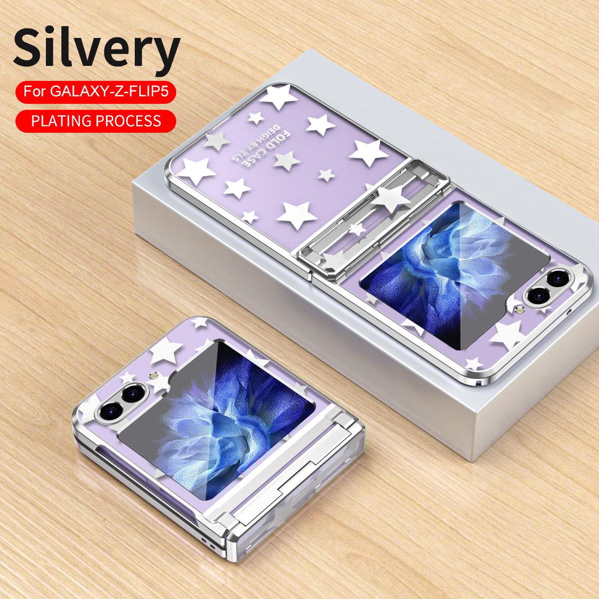 Electroplating starry sky phone case, suitable for Galaxy Z flip 3/Galaxy Z flip 4/Galaxy Z flip 5/Galaxy Z flip 6