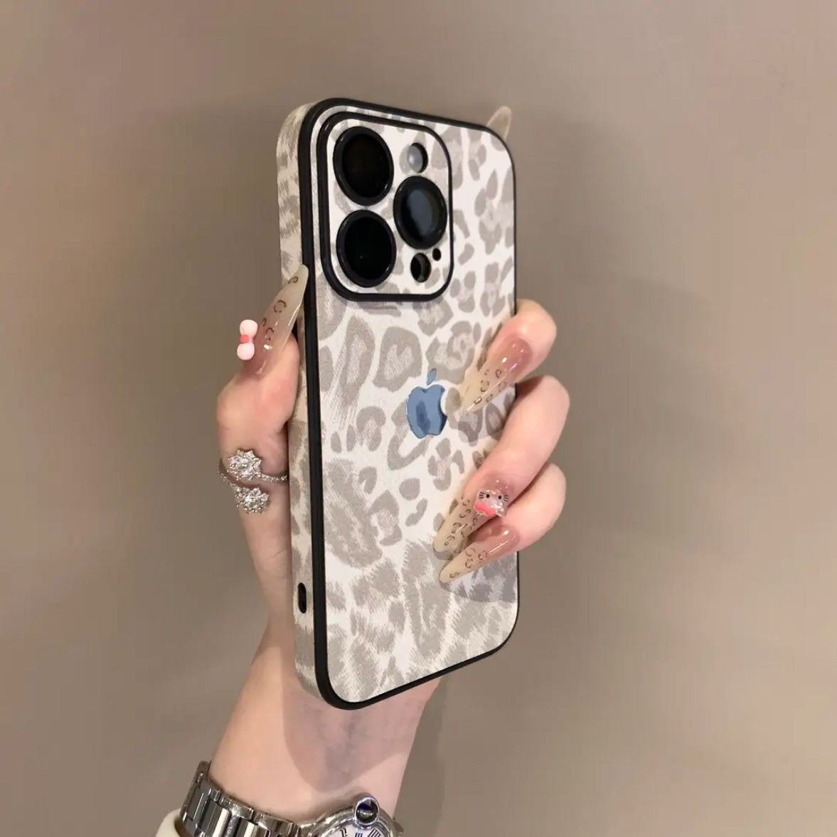 Leopard Skin Phone Case With Lens Film