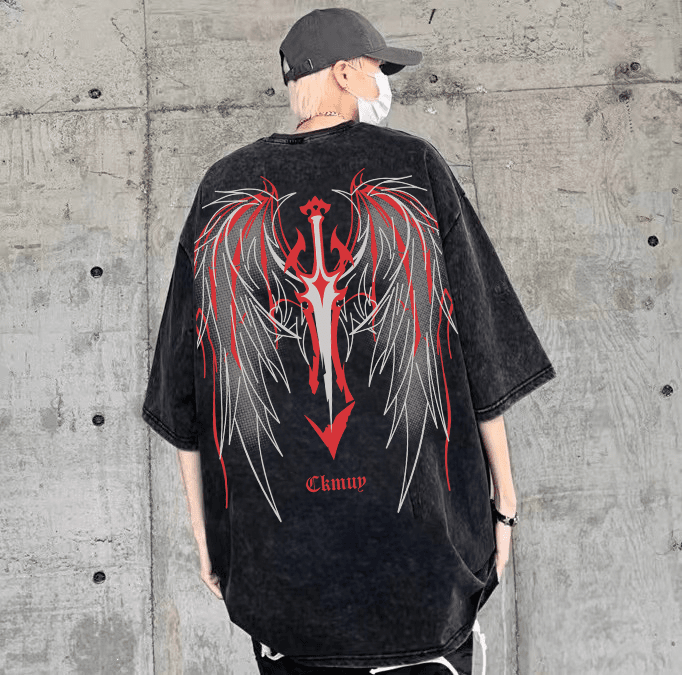 Original brand hit "Hip-Hop High Street Wings" 100% pure cotton trendy T-shirt