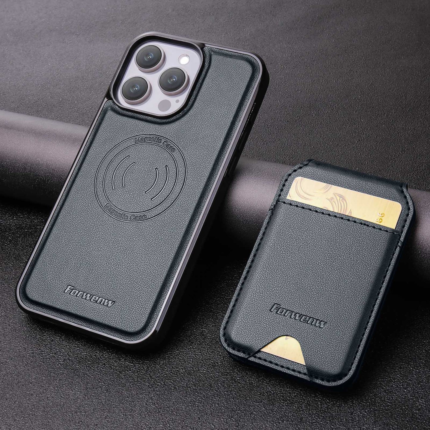 Executive Leather Cardholder Phone Case – Magnetic Charging & Built-In Stand