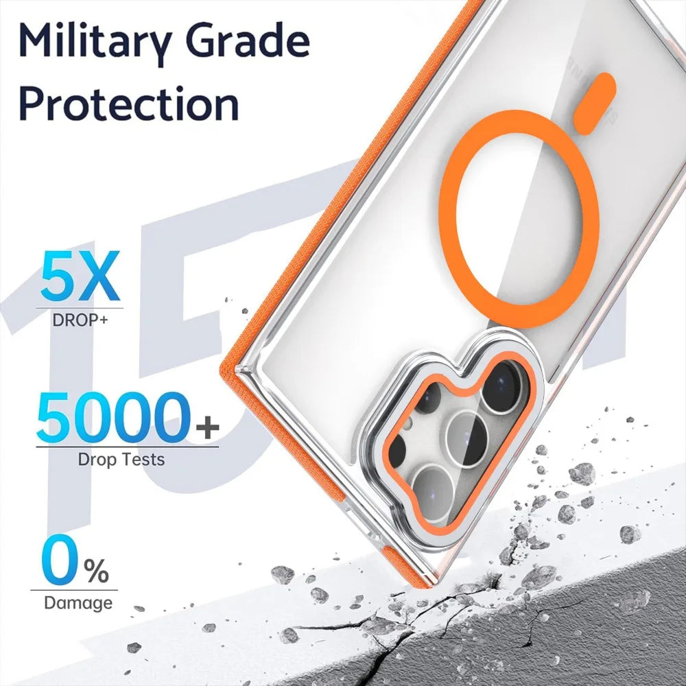 2025 New Transparent Phone Case for Samsung Galaxy S25/S24/S23/S22 Ultra Magnetic Bracket Cover