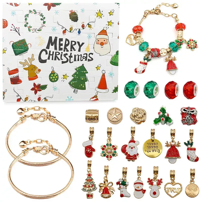 24 Pcs DIY Christmas Advent Calendar Bracelets Set