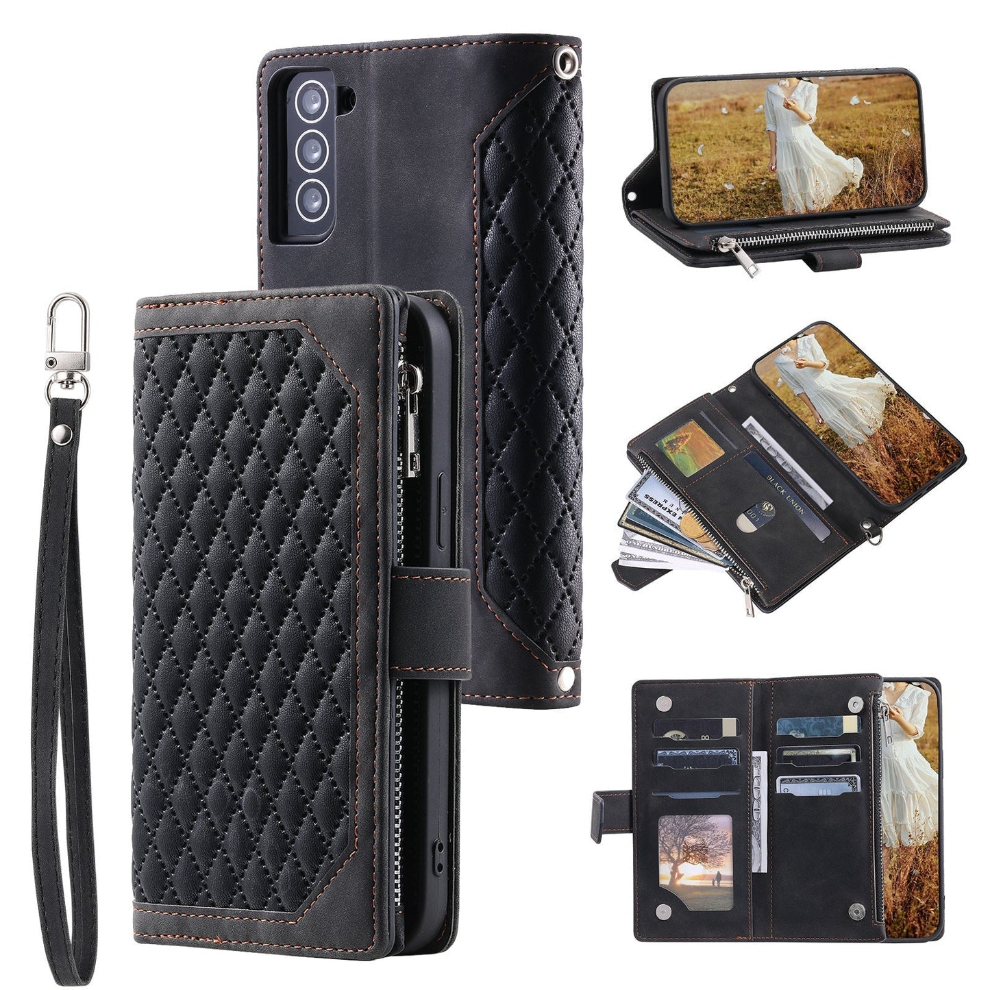 New Zipper Wallet Leather Phone Case for Samsung S Series