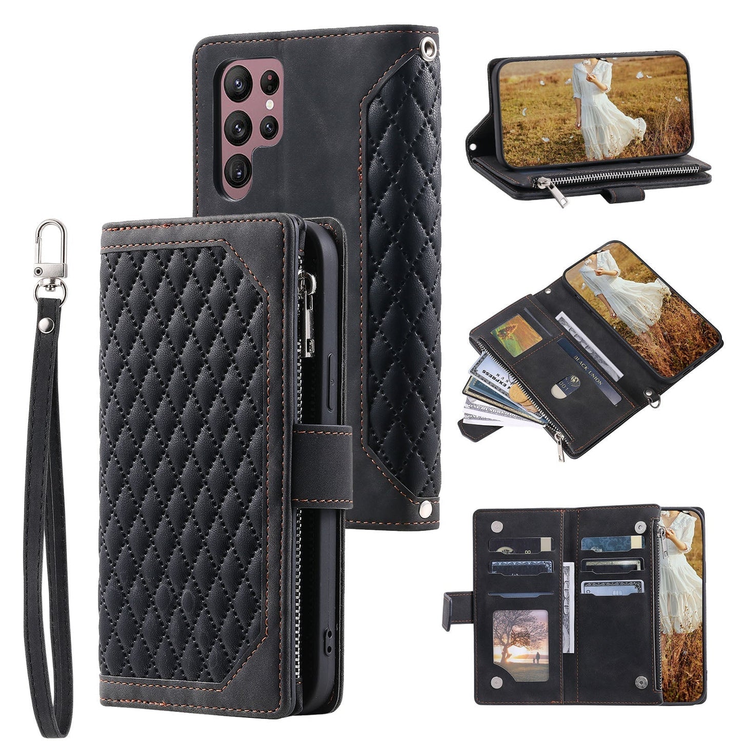 New Zipper Wallet Leather Phone Case for Samsung S Series