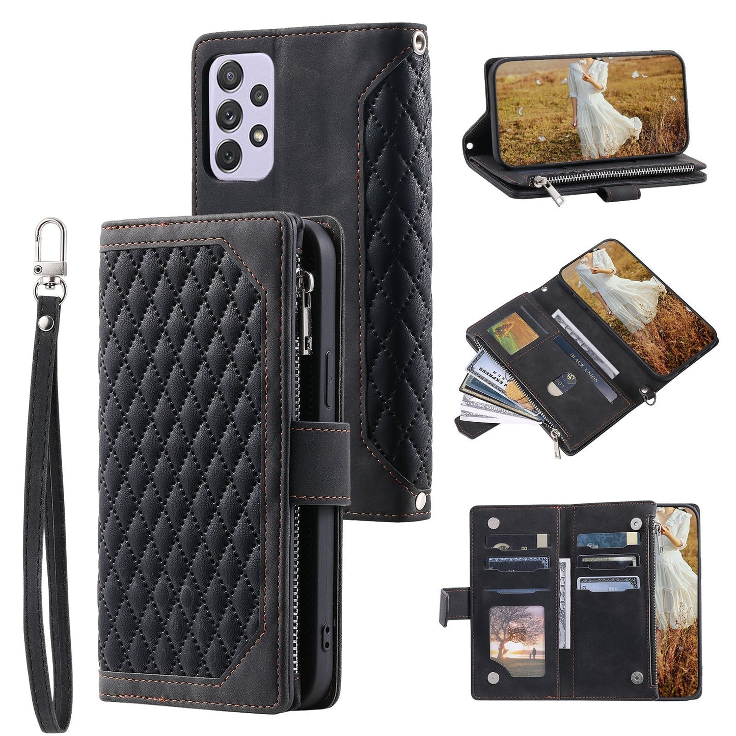 New Zipper Wallet Leather Phone Case for Samsung S Series