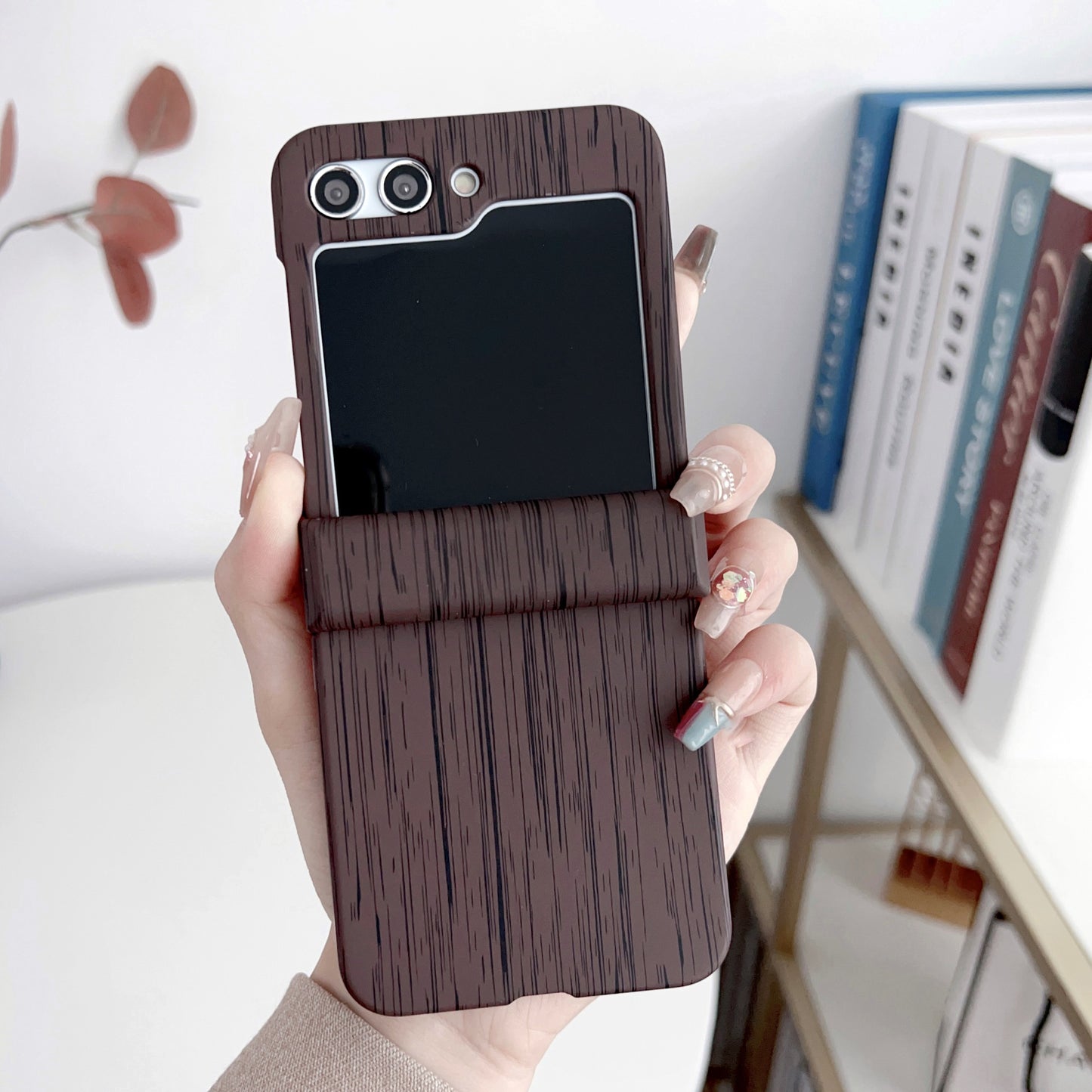 Simple Wood Grain Folding Screen Case For Samsung Z Flip3/4/5