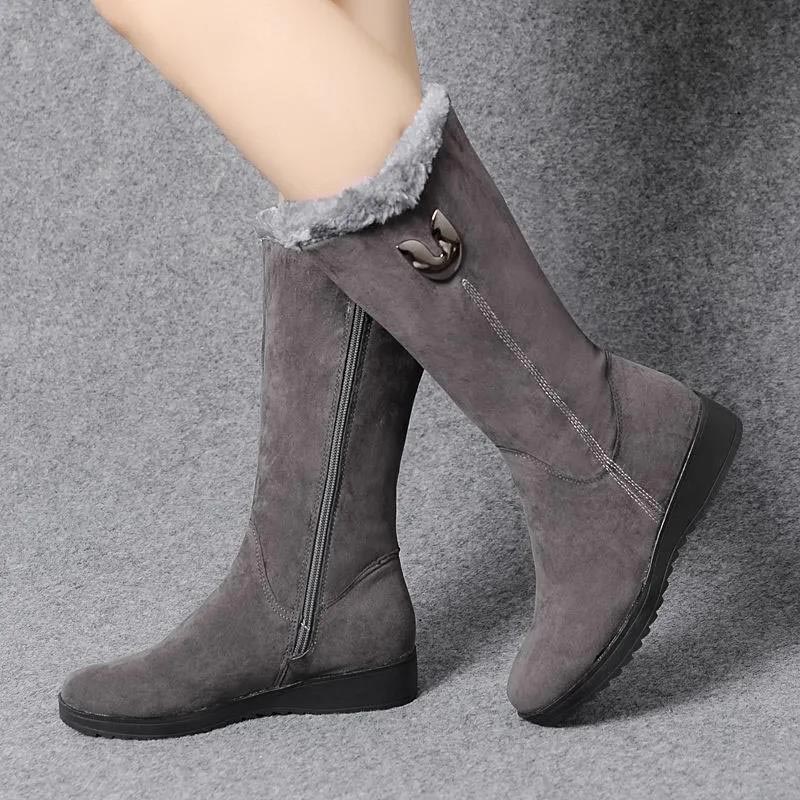 Women's Black Suede Winter Boots